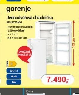 gorenje Jednodvéřová chladnička RB4142ANW