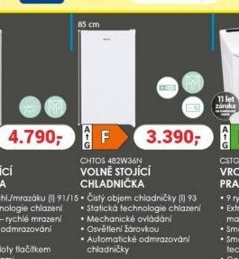 CANDY VOLNĚ STOJÍCÍ CHLADNIČKA CHTOS 482W36N