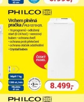 Vrchem plněná pračka PLD 127 D QTL