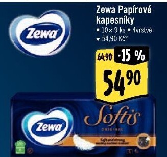 Kapesníčky papírové 4vrstvé Softis Natural Zewa