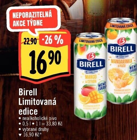 Nealkoholické pivo ochucené Birell