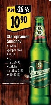Pivo světlé výčepní 10° Smíchov Staropramen