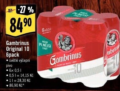 Pivo světlé výčepní Originál 10° Gambrinus