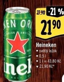 Pivo světlý ležák Heineken