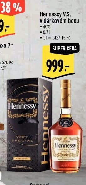 Hennessy V.S. v dárkovém boxu