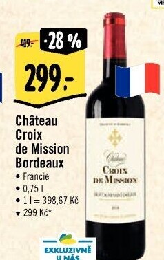 Vína Bordeaux Chateau Croix de Mission