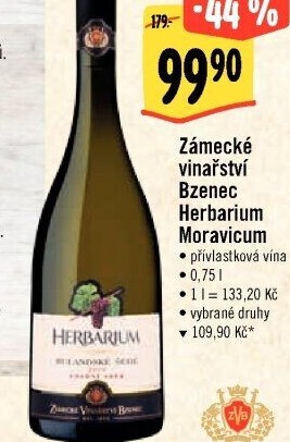 Vína Herbarium Moravicum Zámecké vinařství Bzenec - pozdní sběr