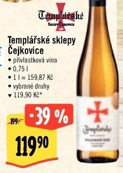 Vína Templářské sklepy Čejkovice - přívlastková