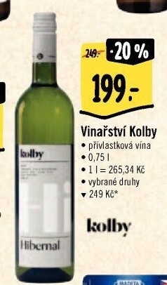 Vína Vinařství Kolby - přívlastková