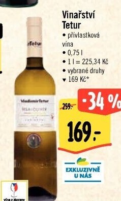 Vína Vinařství Vladimír Tetur - přívlastková