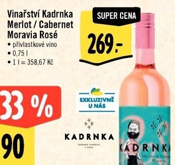 Víno Merlot Vinařství Kadrnka - přívlastkové