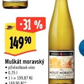 Víno Muškát moravský Sommelier Collection - přívlastkové