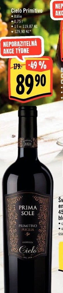 Víno Primitivo Primasole Cielo