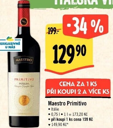 Víno Primitivo Puglia Maestro