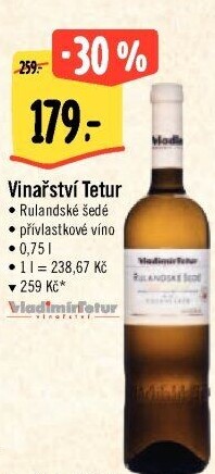 Víno Rulandské šedé Vinařství Vladimír Tetur - přívlastkové