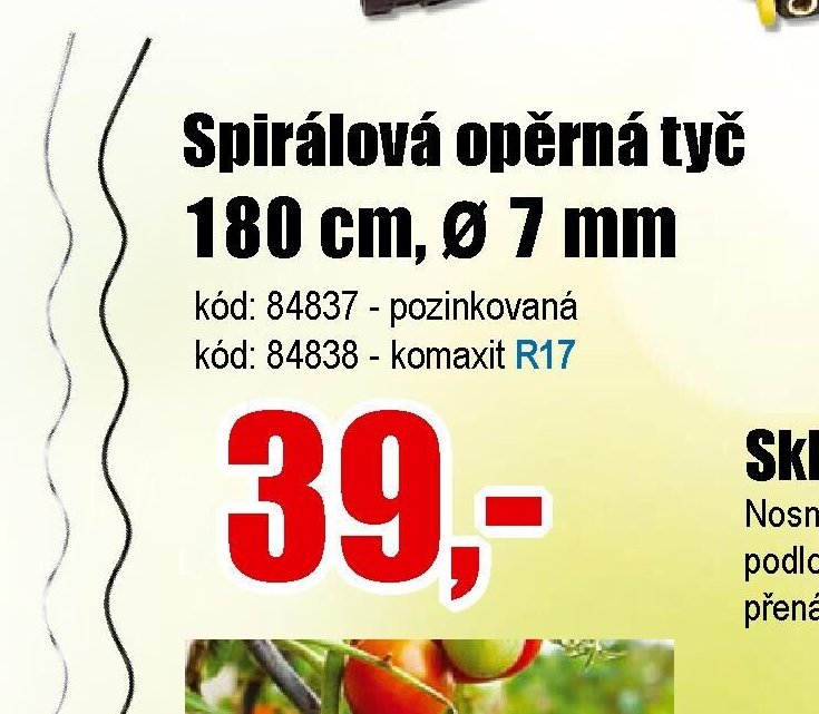 Spirálová opěrná tyč