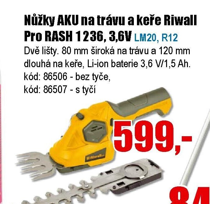 Nůžky AKU na trávu a keře Riwall