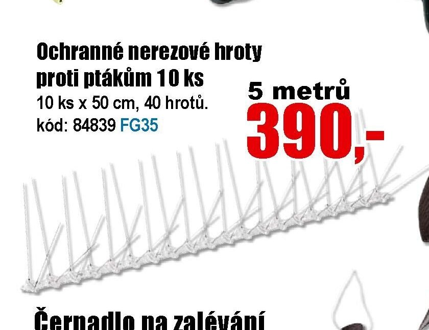 Ochranné nerezové hroty proti ptákům 10 ks