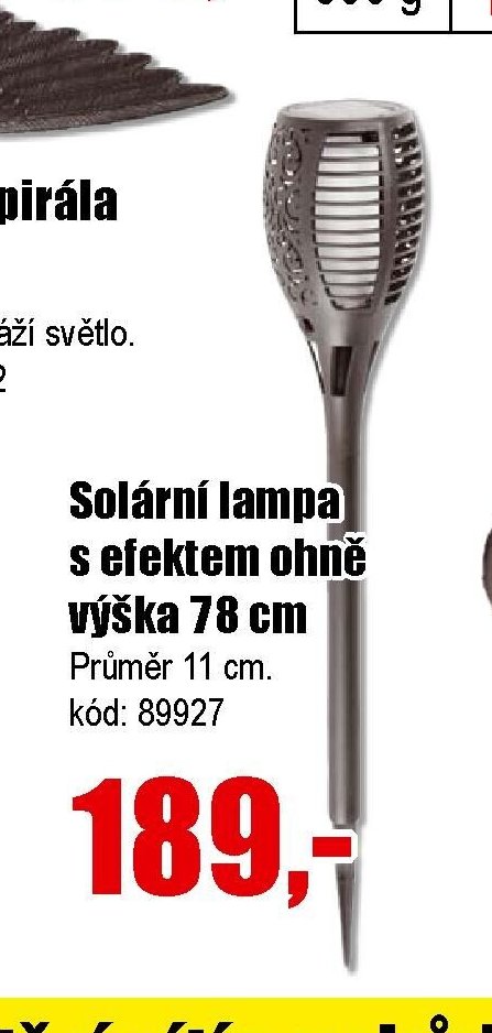 Solární lampa s efektem ohně