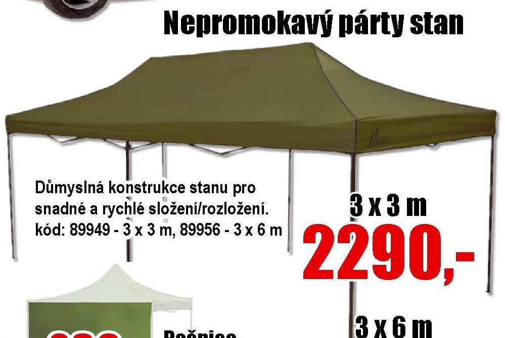 Nepromokavý párty stan 3x3m