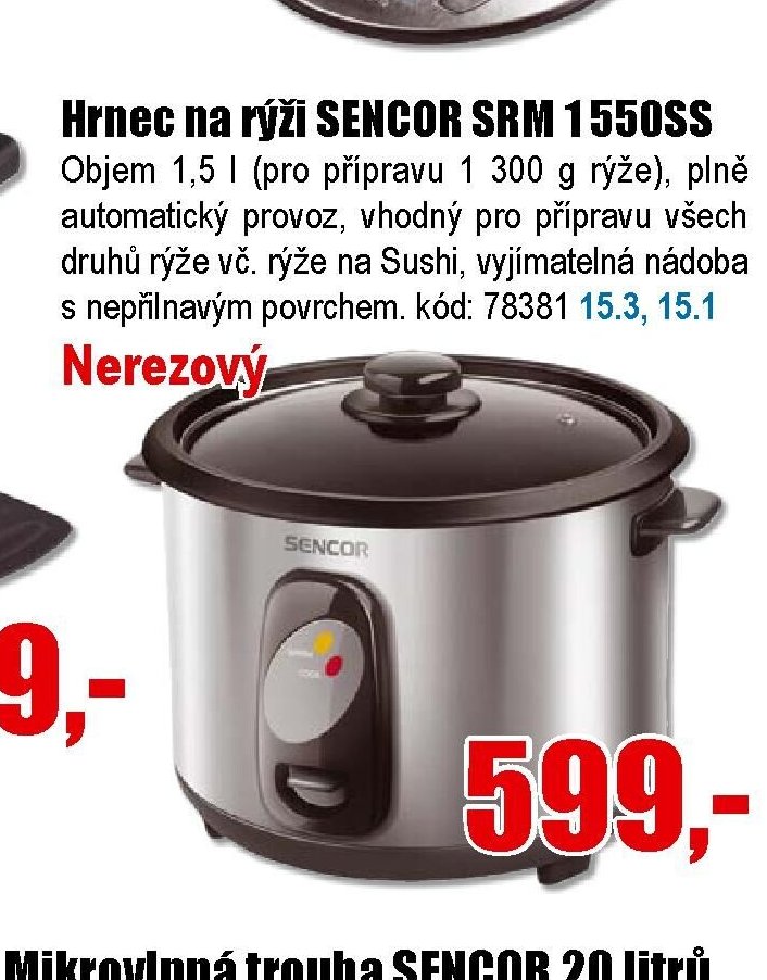 Hrnec na rýži SENCOR SRM 1550SS