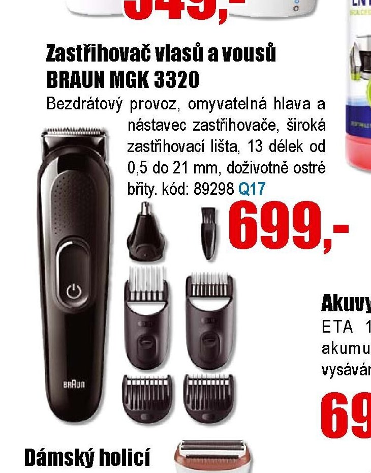 Zastřihovač vlasů a vousů BRAUN MGK 3320
