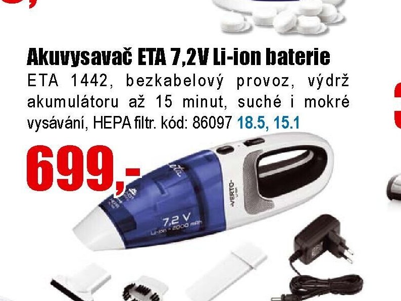 Akvysavač ETA 7,2V Li-ion