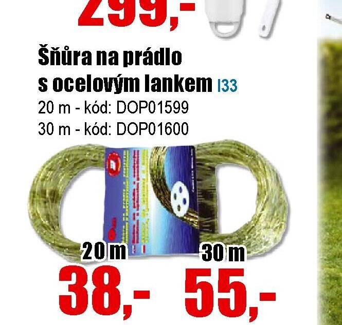 Šňůra na prádlo s ocelovým lankem