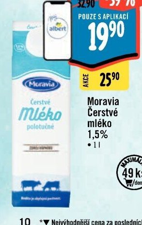 Moravia Čerstvé mléko 1,5%