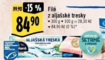 Aljašská treska filé mražená Mylord