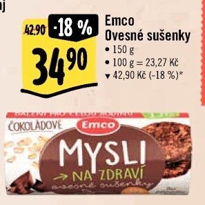 Ovesné sušenky Mysli na zdraví Emco