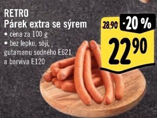 Párky extra se sýrem Albert Retro