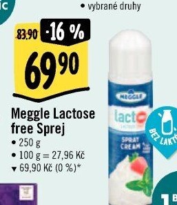 Šlehačka ve sprejibez laktózy Meggle