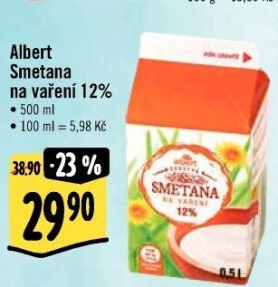 Smetana na vaření Albert 12%