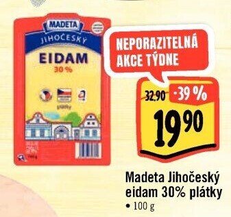 Sýr Eidam Jihočeský 30% Madeta