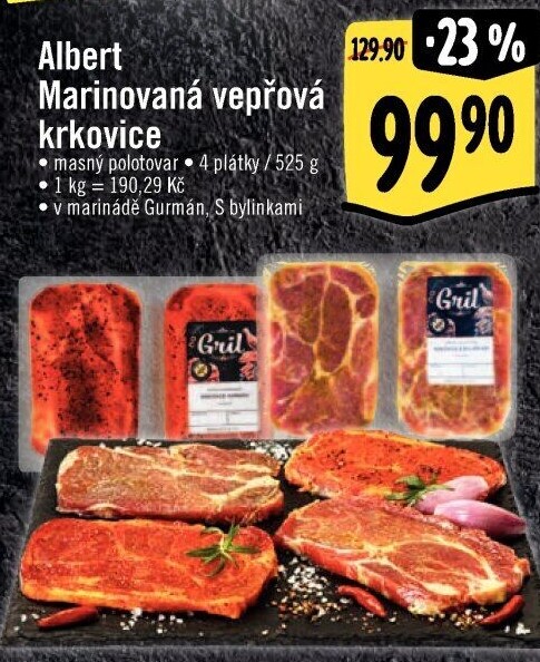 Vepřová krkovice marinovaná bez kosti Gurmán Albert Gril