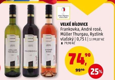 Víno Frankovka Vinařství Velké Bílovice