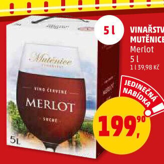 Víno Merlot Vinařství Mutěnice - bag in box
