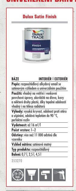Dulux Satin Finish - UNI HOBBY akcniletaky.com