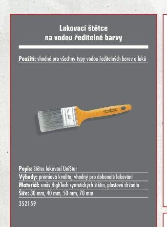 Laková štětec na vodou ředitelné barvy - UNI HOBBY akcniletaky.com