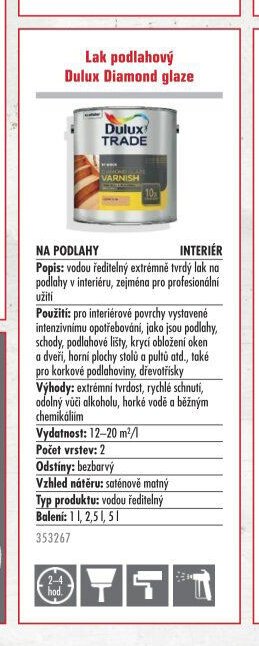 Lak podlahový Dulux Diamond glaze - UNI HOBBY akcniletaky.com