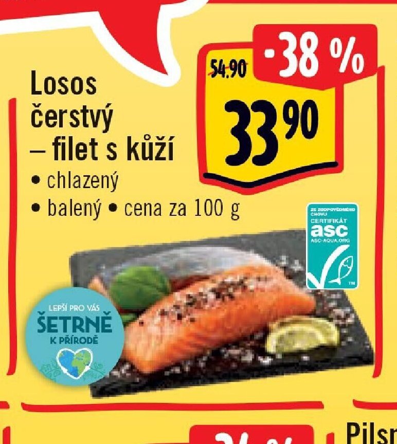 Losos čerstvý - filet s kůží