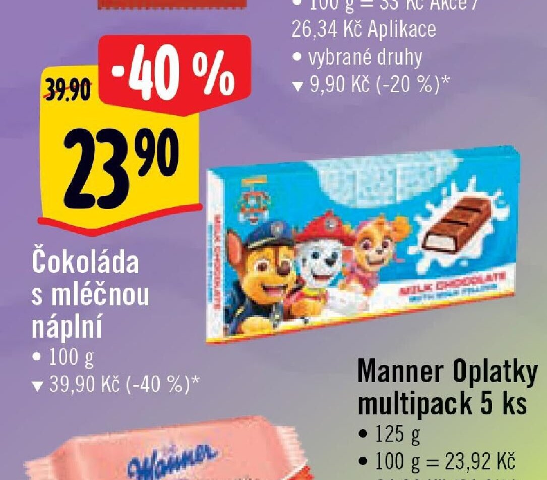 Čokoláda s mléčnou náplní
