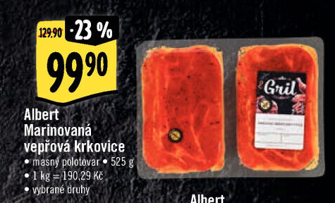 Vepřová krkovice marinovaná bez kosti Albert Gril