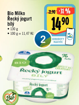 Bílý jogurt řecký bio 0% Milko