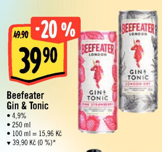 Míchaný nápoj Beefeater Gin a Tonic