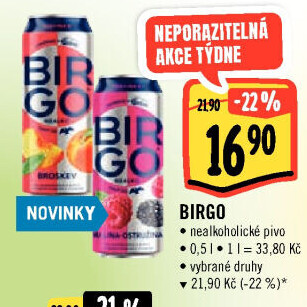 Nealkoholické pivo ochucené Birgo