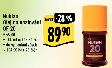 Olej na opalování OF 20 Nubian