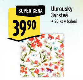 Papírové ubrousky 3vrstvé