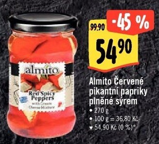 Papriky pikantní plněné sýrem Almito